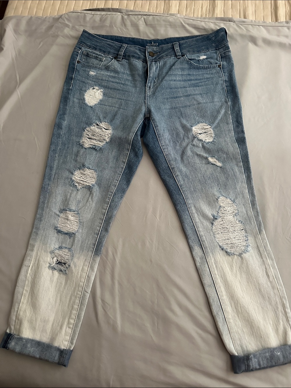 New York & Company Distressed Light Blue Boyfriend Jeans